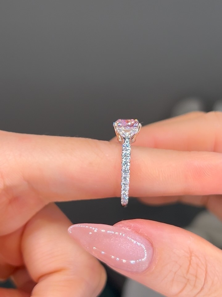 2.50 CT Cushion Cut Pink Diamond Three Stone Engagement Ring Solid 950 Platinum