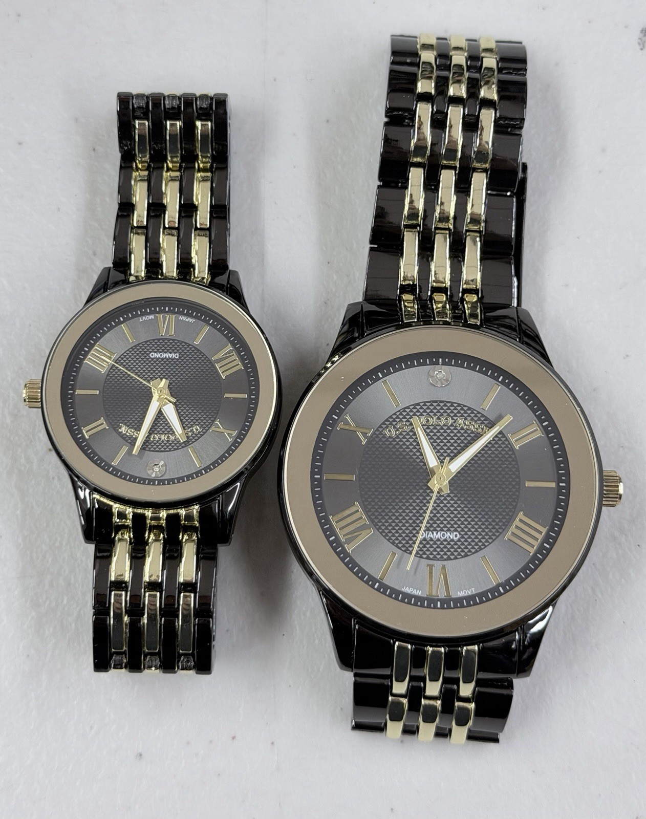 U.S. Polo assn. HIS AND HERS BLACK/GOLD DIAMOND WATCH SET USC2641UO-0000A
