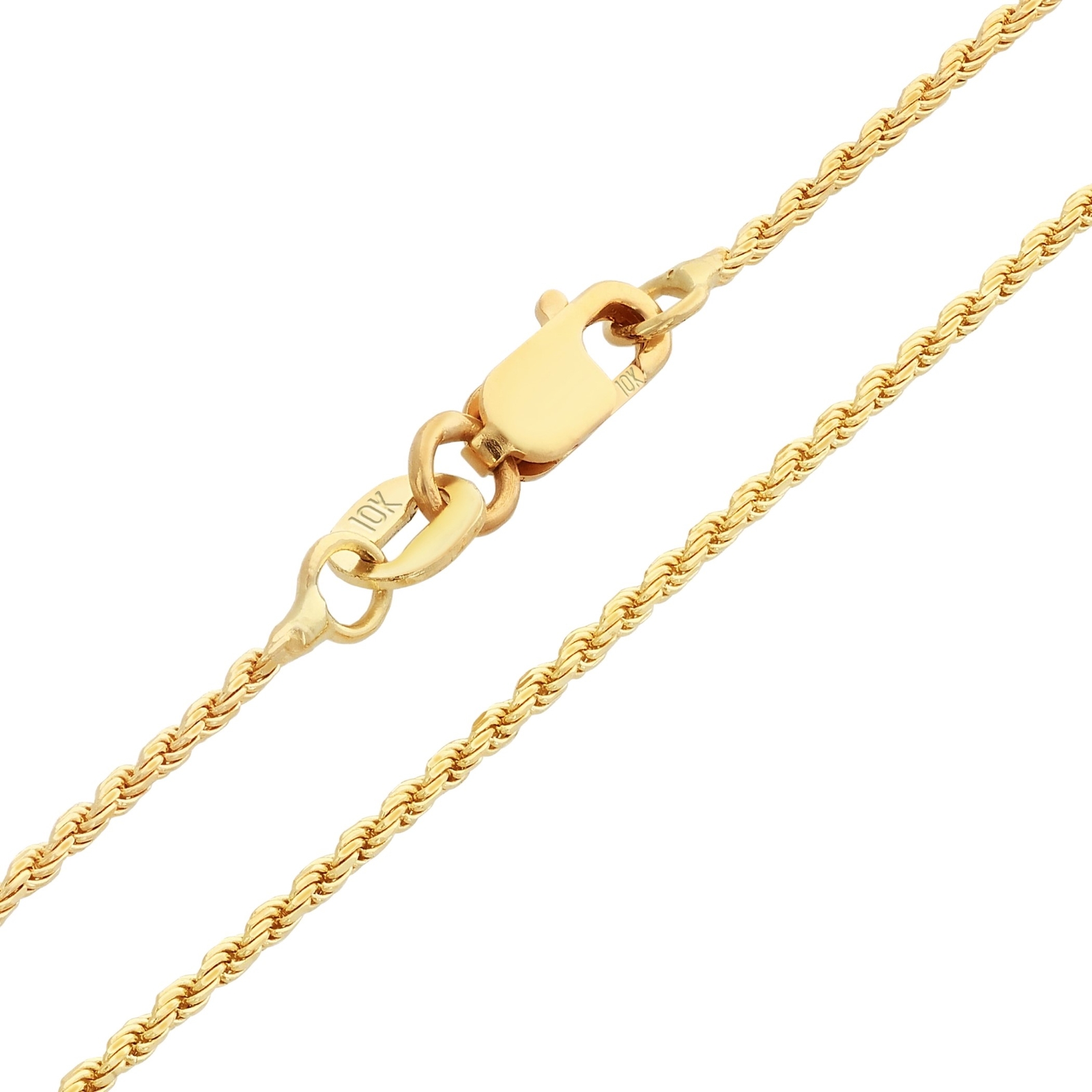 10K Yellow Gold Solid 1mm Diamond Cut Rope Chain Pendant Link Necklace 16″-24″