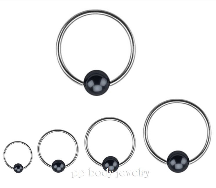 PAIR Steel Captive Bead Ring Hematite Plated Ball Earrings Cartilage Tragus Nose