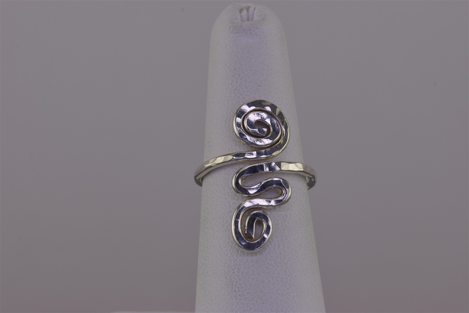 Sterling Silver 25mm Hammer Textured Swirly Spiral Wrap Band Ring 925 Sz: 6
