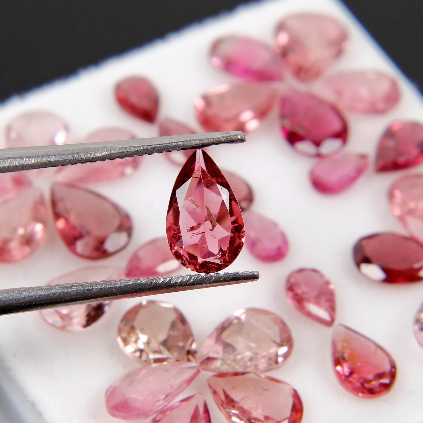 Certified 13.90 Cts/30 Pcs Natural Pink Rubellite Tourmaline Pear Cut 5-7mm Gems