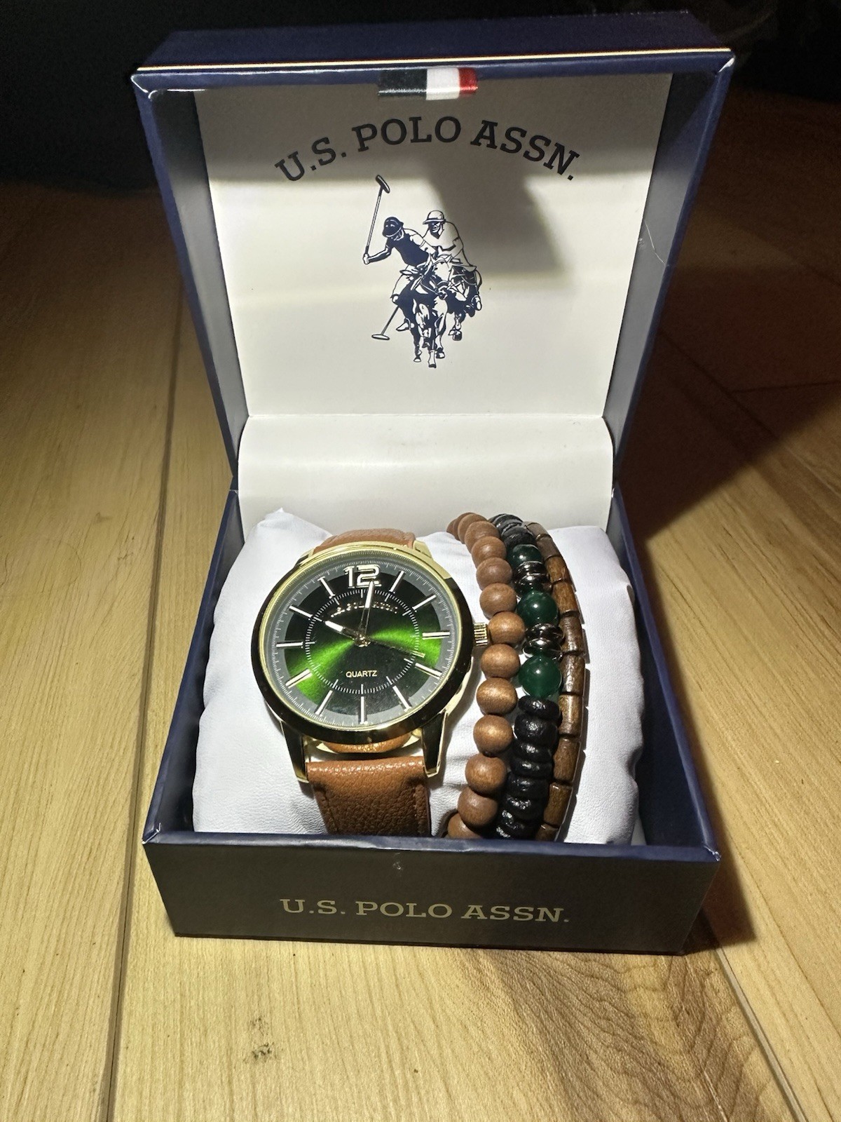 U.S. Polo Assn. Men’s Gold And Black With Leather Straps And Separate Bracelet