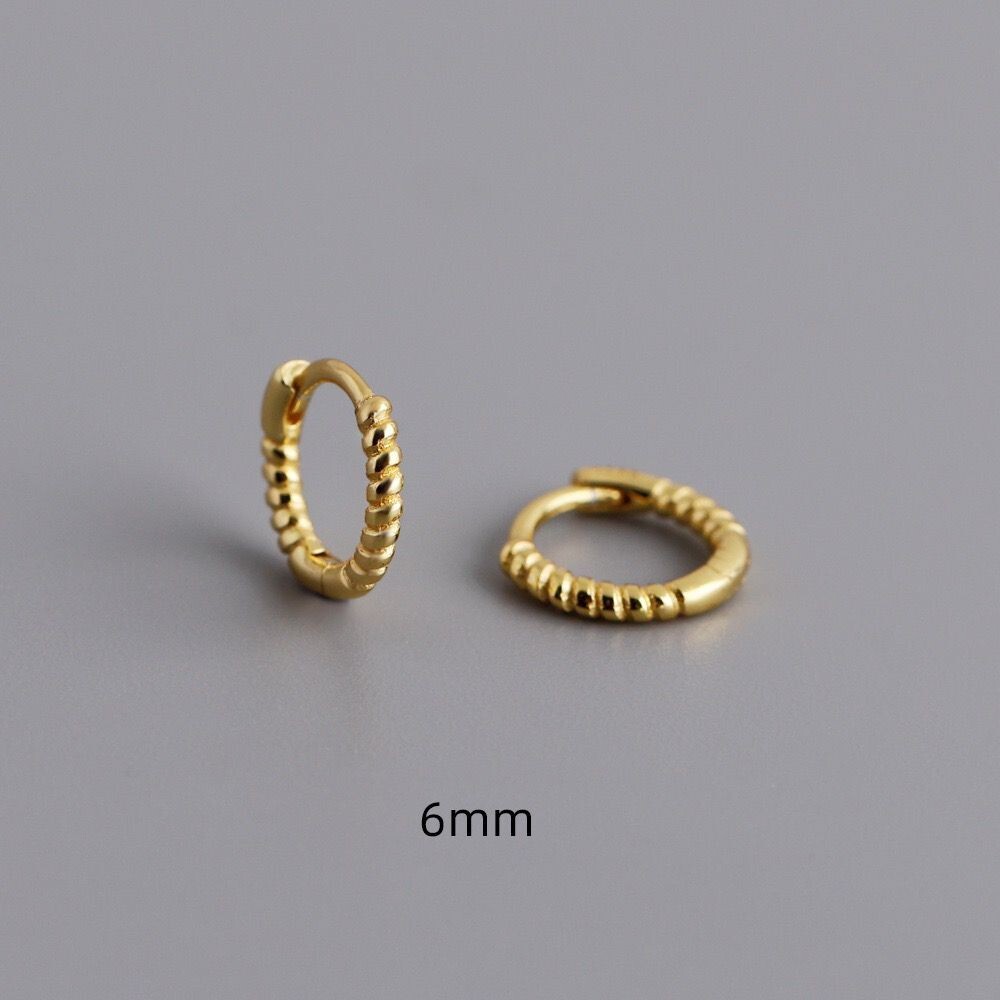 6/8/10/12/14/16mm Women s925 Sterling Silver Thin Rope Hoop Huggie Earring