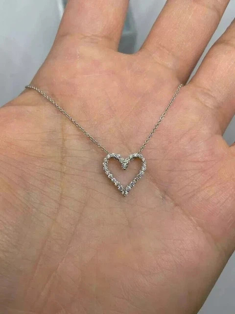 Women’s Heart Pendant Necklace 925 Silver 1.60Ct Round Cut Lab Grown Diamond