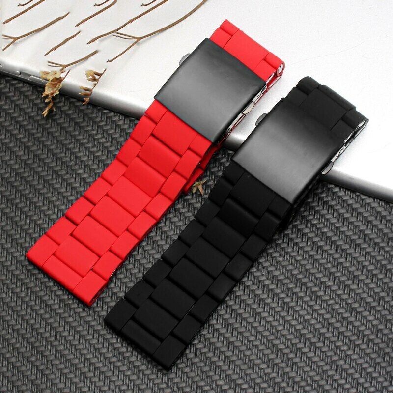 24/26/28mm For Diesel DZ7396 DZ7370 DZ4289 Steel Rubber Watch Band Strap