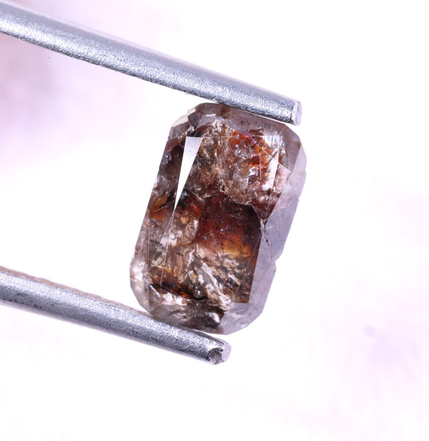 0.75Ct Natural Rectangular Salt & Pepper Brown-Red Diamond for Artistic Jewelry.