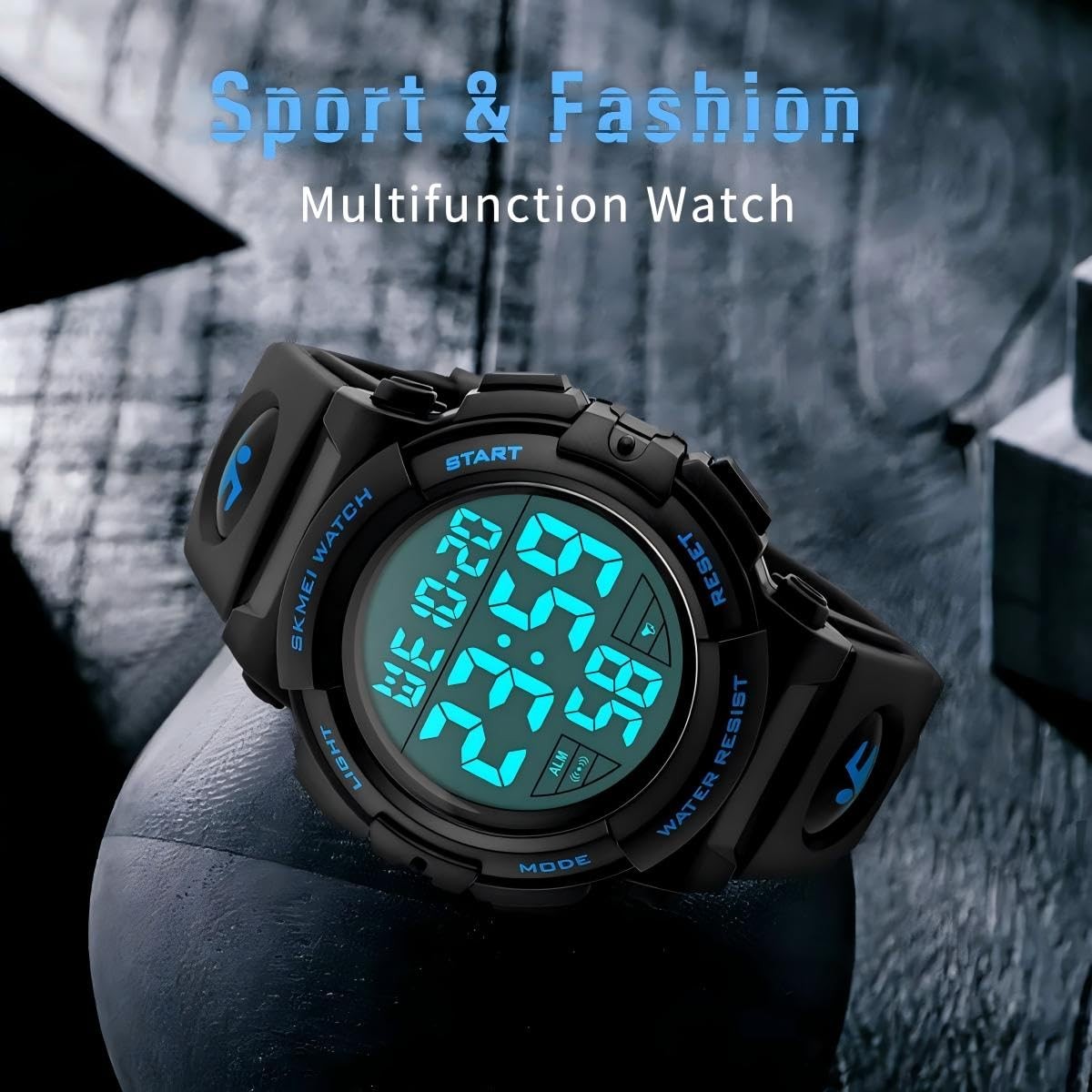 Men’s Military Tactical Sport Digital Watch 50mm Large Face Black WaterProof 50M