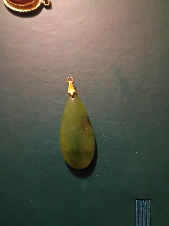 Green Teardrop Stone Charm Pendant, Teardrop Shape, 1 Green Gemstone