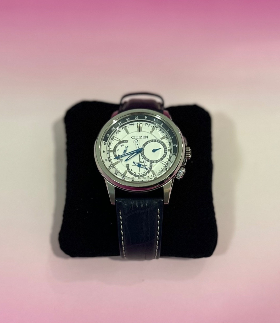 Citizen Men’s Eco-Drive Calendrier Blue Band World Time Watch
