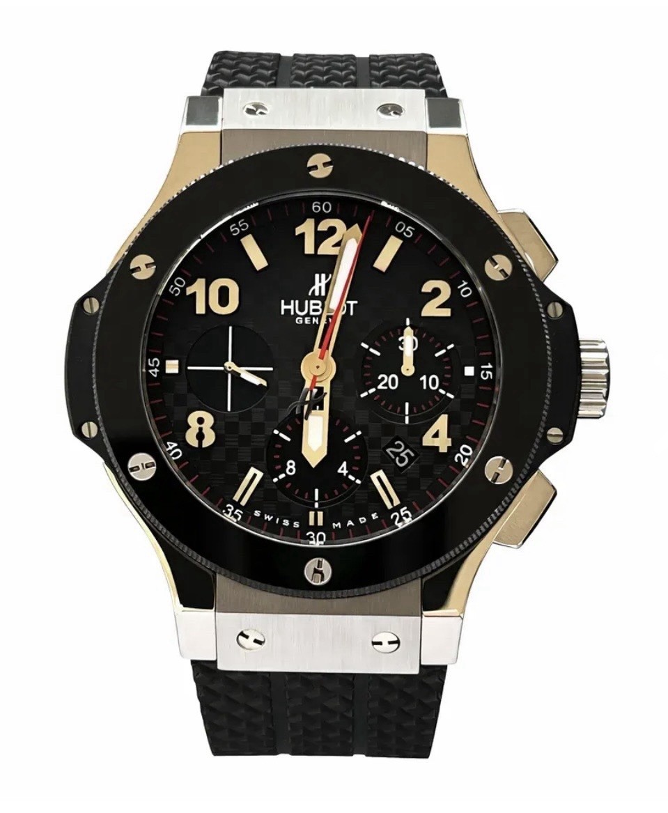 HUBLOT BIG BANG 44MM CARBON FIBER DIAL CERAMIC BEZEL 301.SB.131.RX RUBBER STRAP