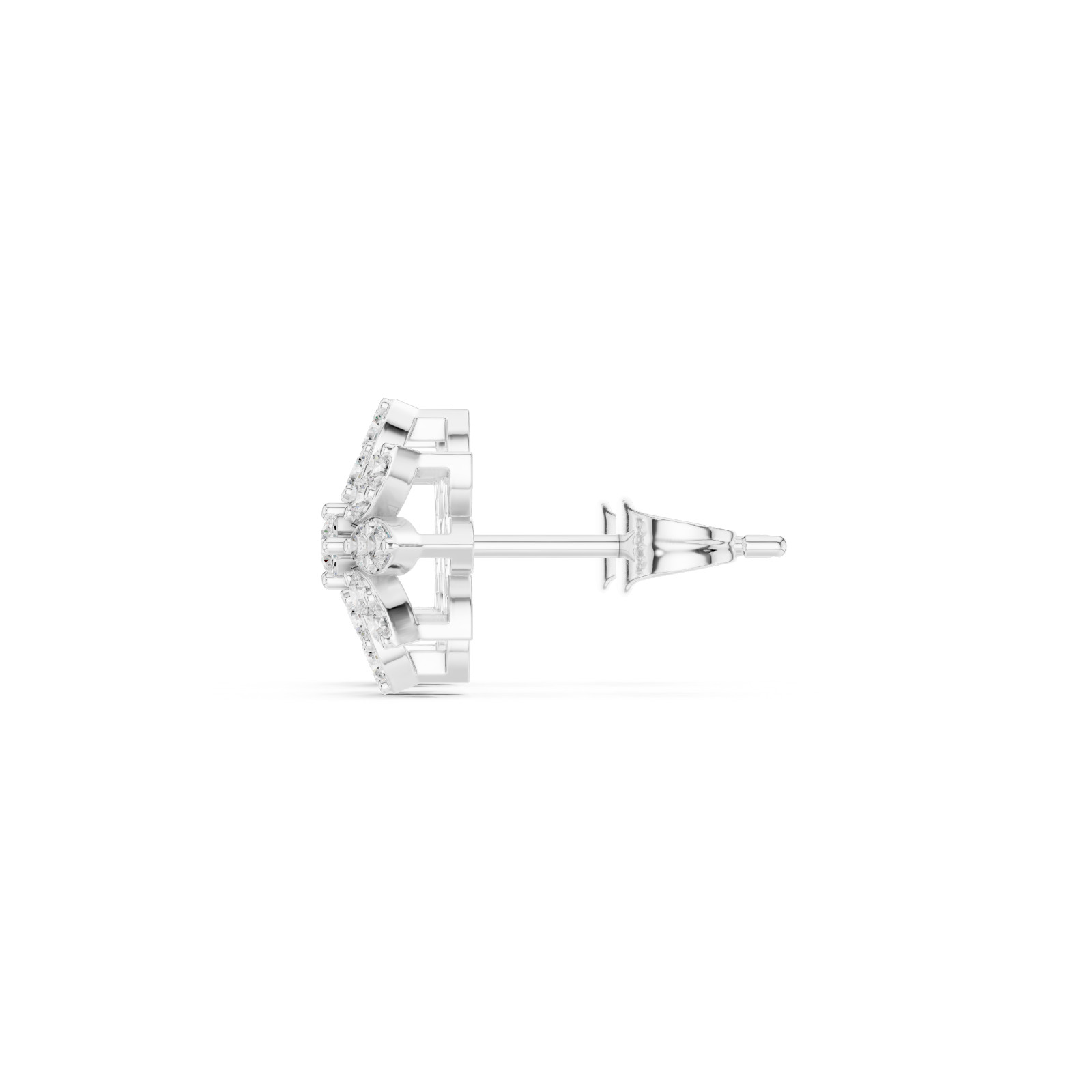 Certified VVS1 D Natural Diamond Women Alosia Floral Stud Earrings 14k Gold Over
