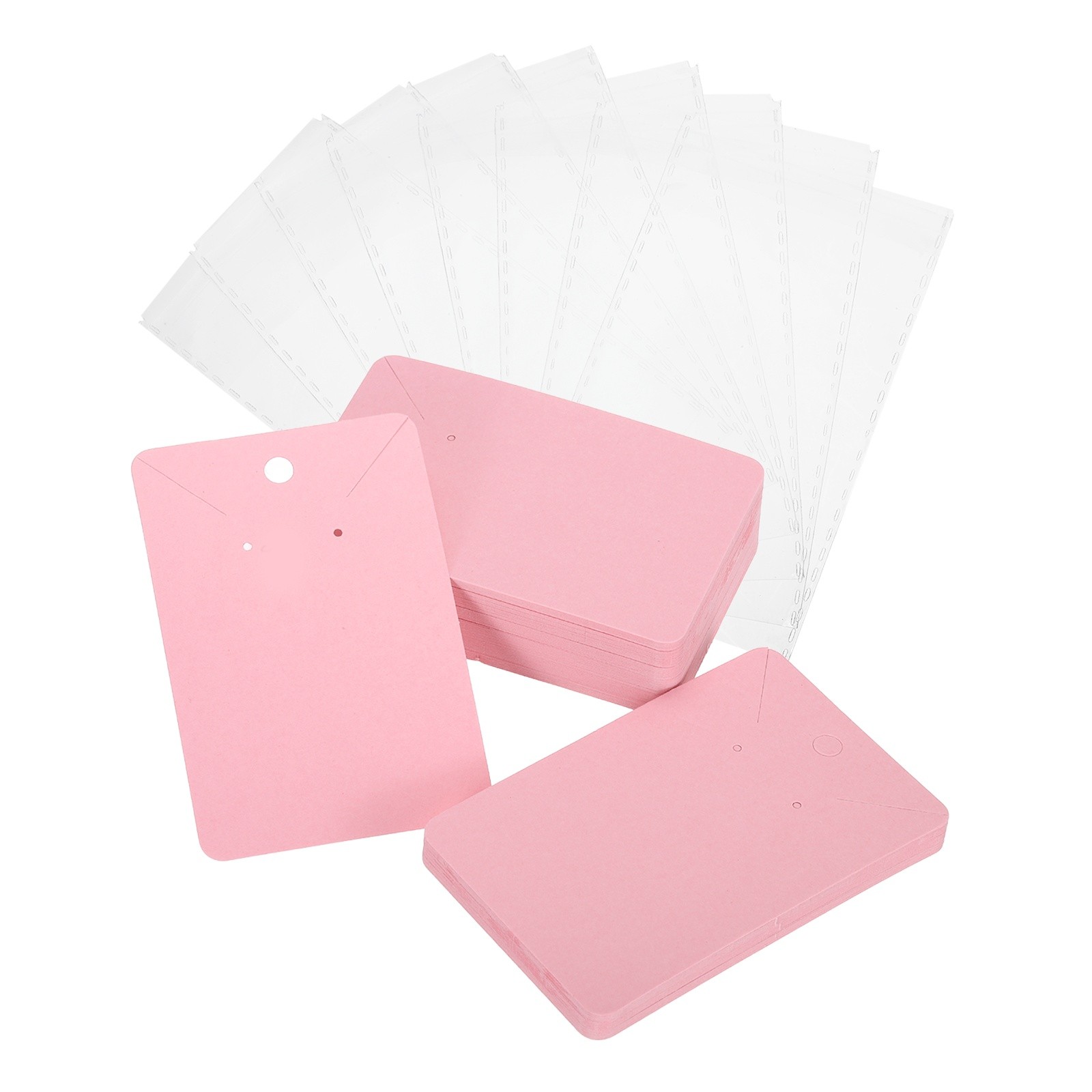 100 Pcs Earring Display Cards with Packaging (Light Pink, 3.5 x 2.4 Inches)