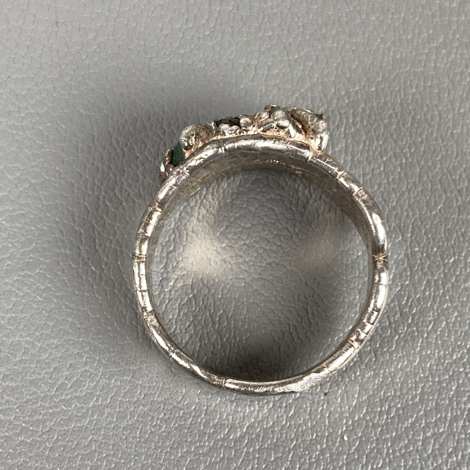 Artisan Sterling Silver Abstract Brutalist Moonstone Tourmaline Sapphire Ring 7