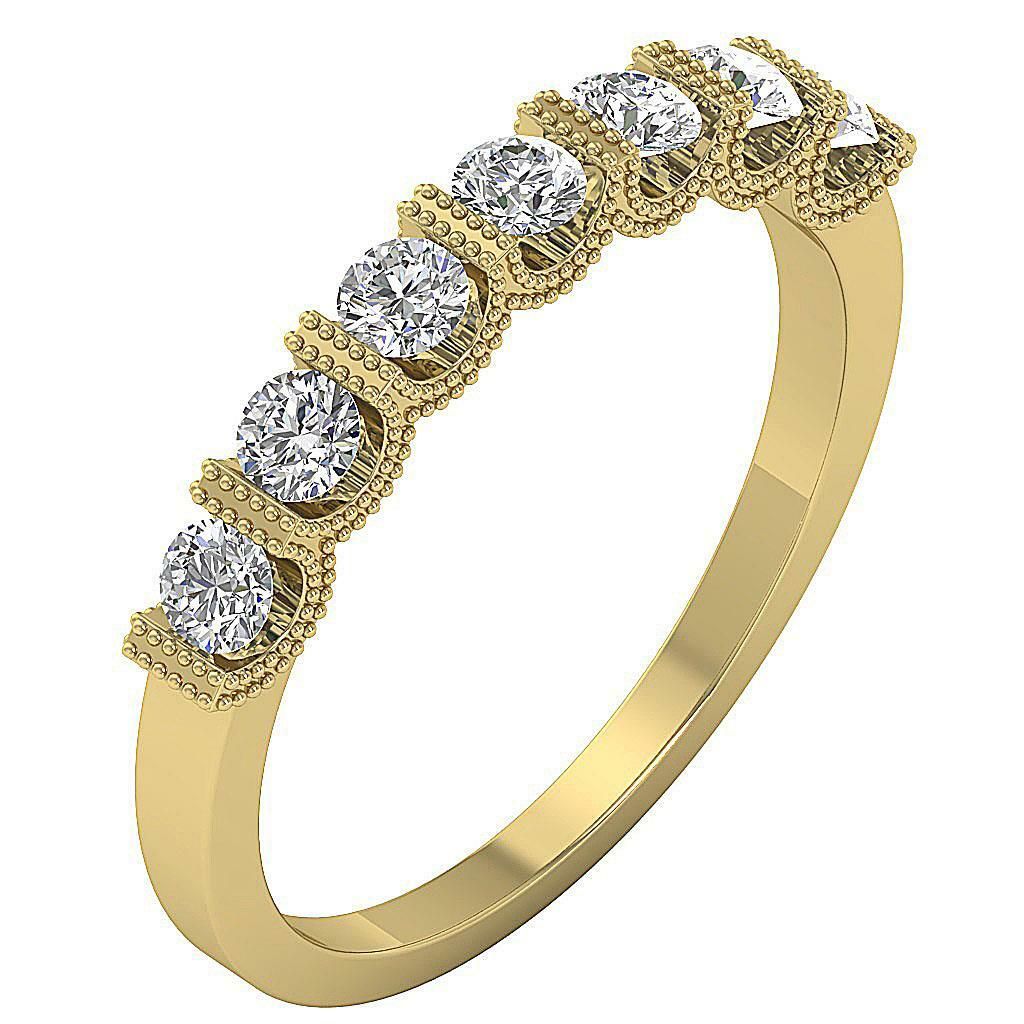 I1 G 0.75 Ct Natural Diamond Milgrain Anniversary Ring 14K Yellow Gold 3.35MM