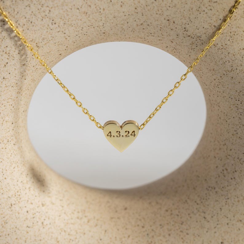 Custom Engraved Heart Pendant, Special Date Necklace, Personalized Love Pendant