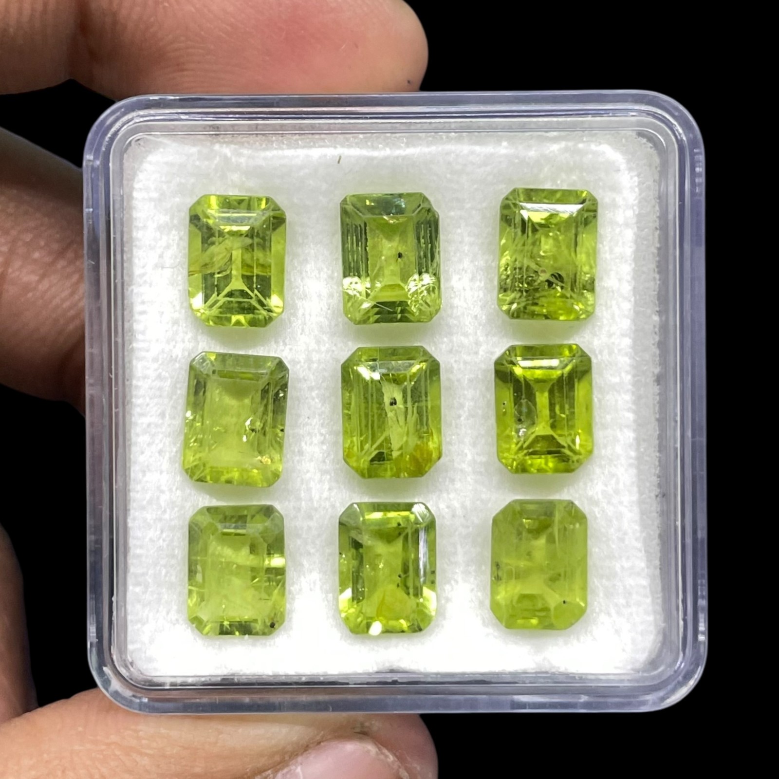 9 Pcs Natural Peridot 8x6mm Emerald Cut Green Loose Untreated Gemstones
