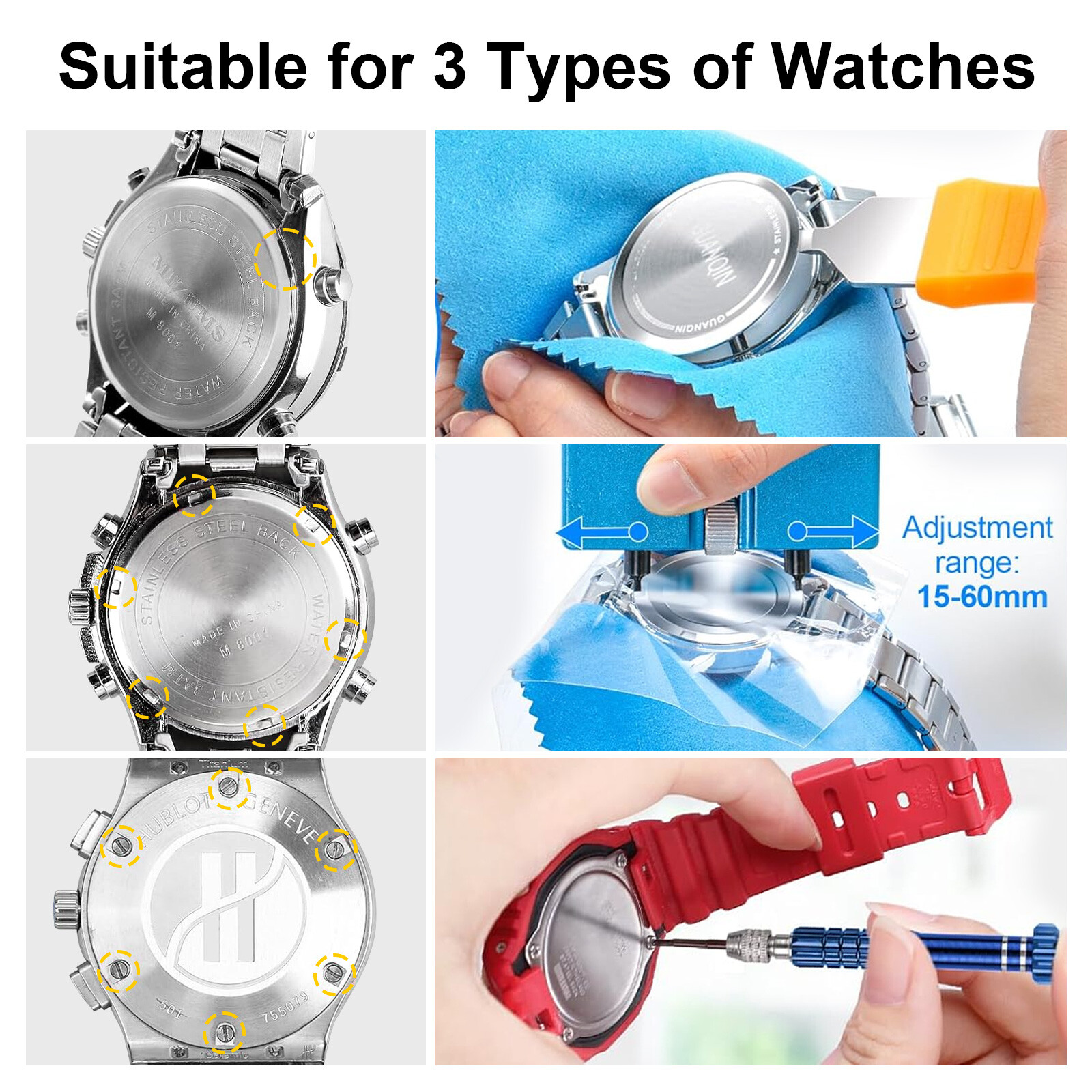 74 pcs Watch Repair Kit Watchmaker Back Case Remover Opener Link Pin Spring Bar