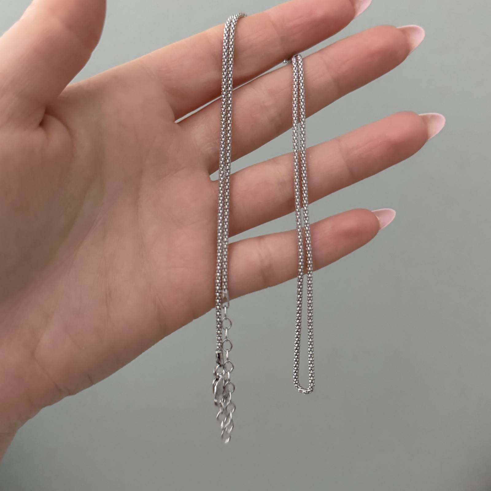 925 Italy Sterling Silver Popcorn Chain Link Necklace Adjustable 20″