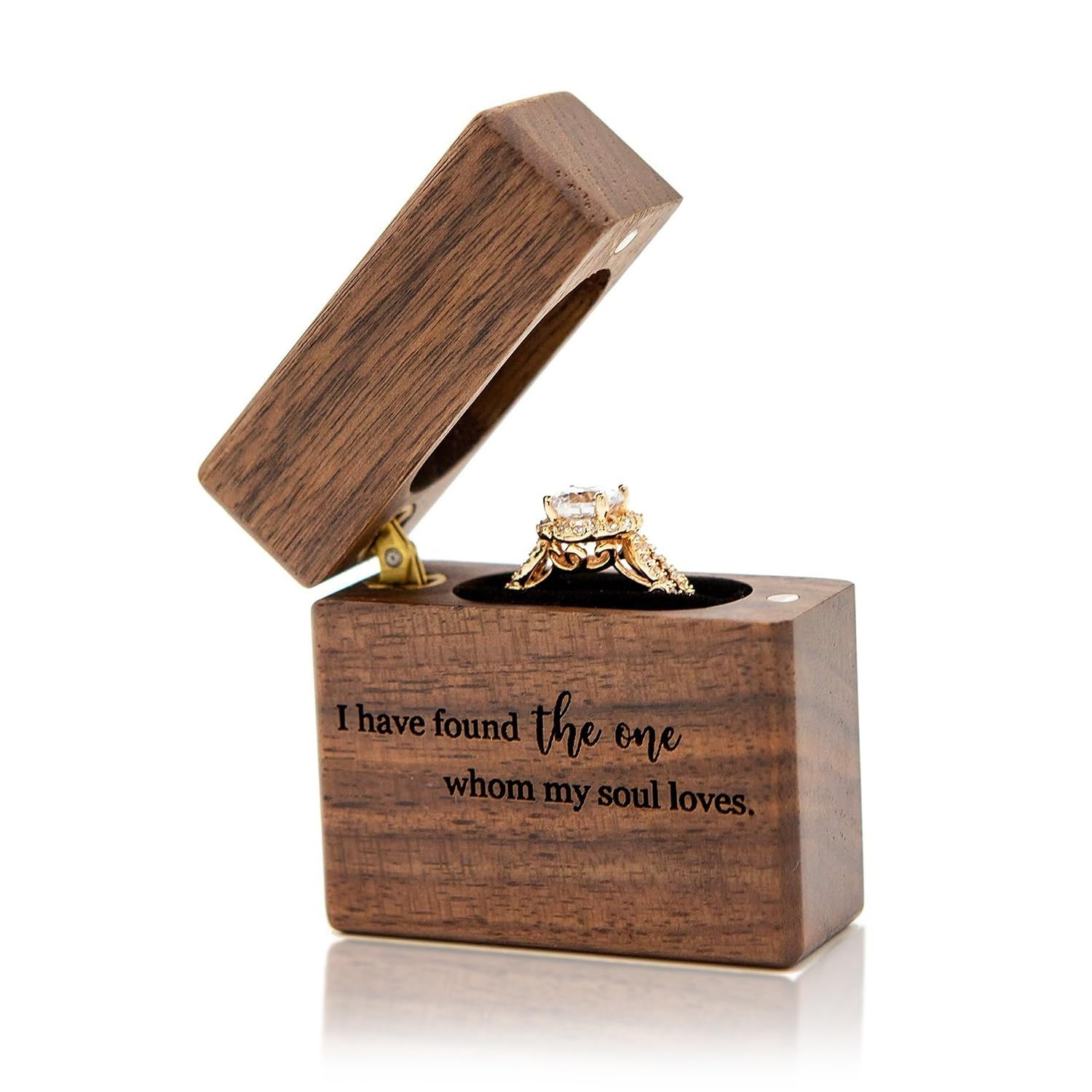 How About Forever Slim Walnut Wood Engagement Ring Box – Magnetic Pocket Wooden