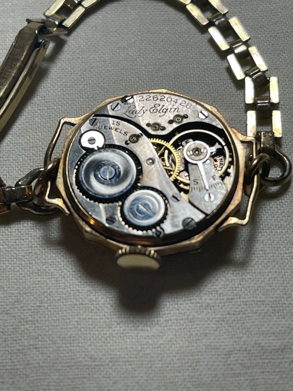 Antique Lady Elgin 15J 14K Solid Gold Wristwatch Non Running Parts Repair