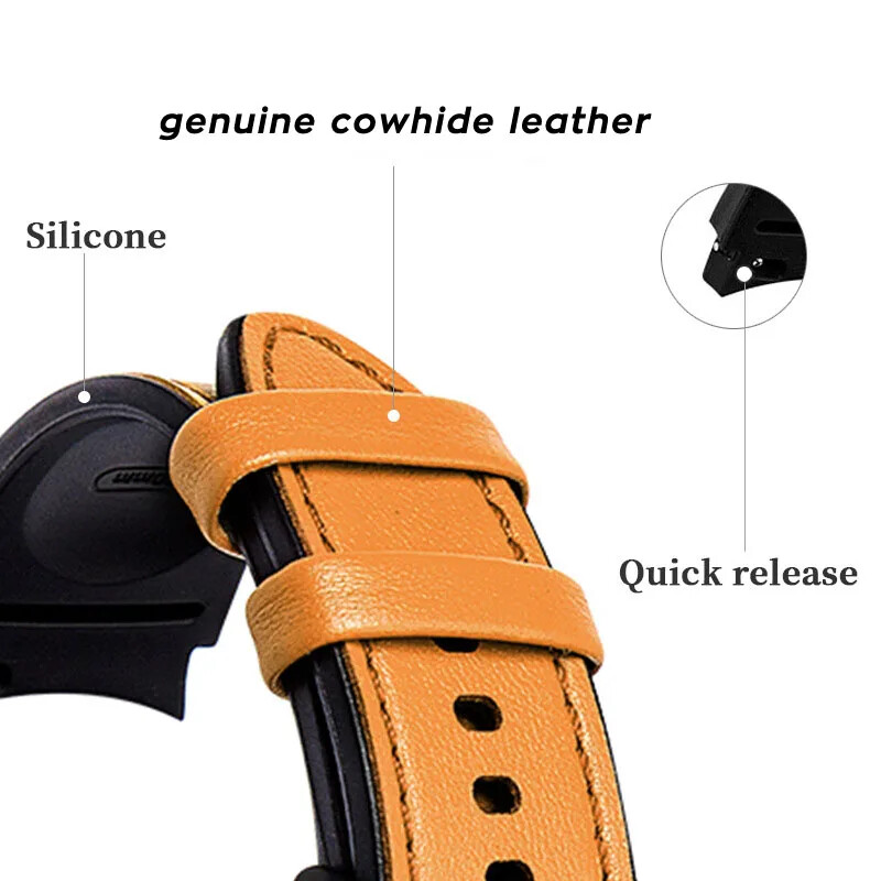 20mm Curved TPU Leather Strap for Samsung Galaxy Watch 7 6 5 4 40mm 44mm 43 47mm