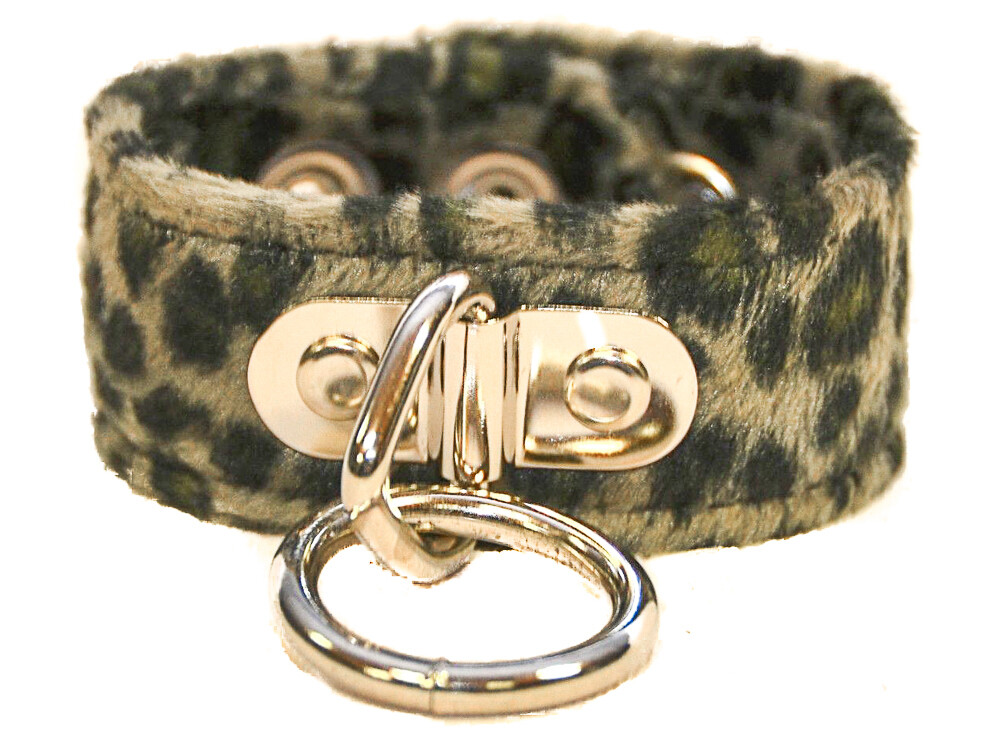 Bondage Bracelet Animal Leopard Punk Goth Rock Clubware Red Brown Green Blue