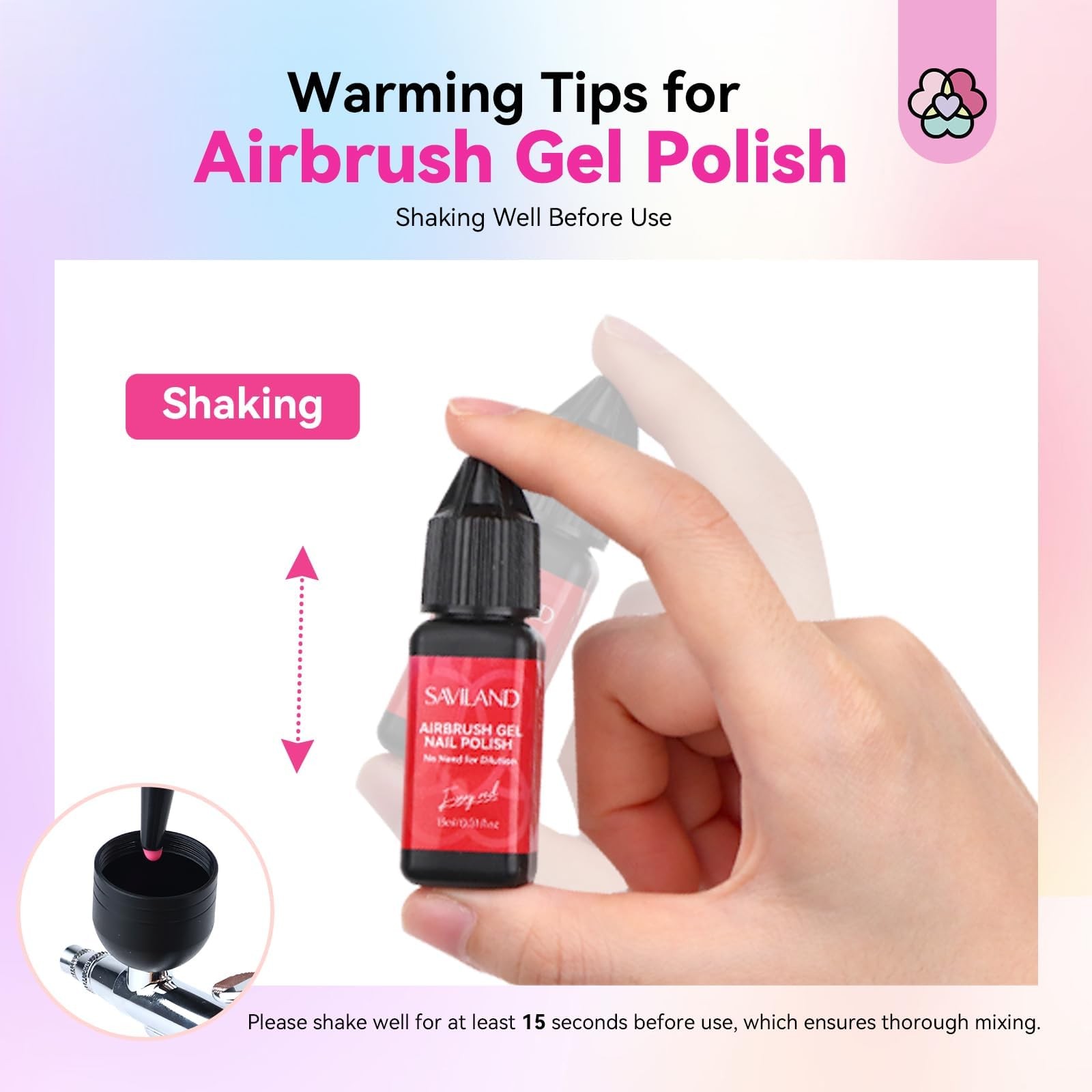 SAVILAND Airbrush Gel Nail Polish 12 Vitality Colors Non-Acetone Nail Art Set Fi