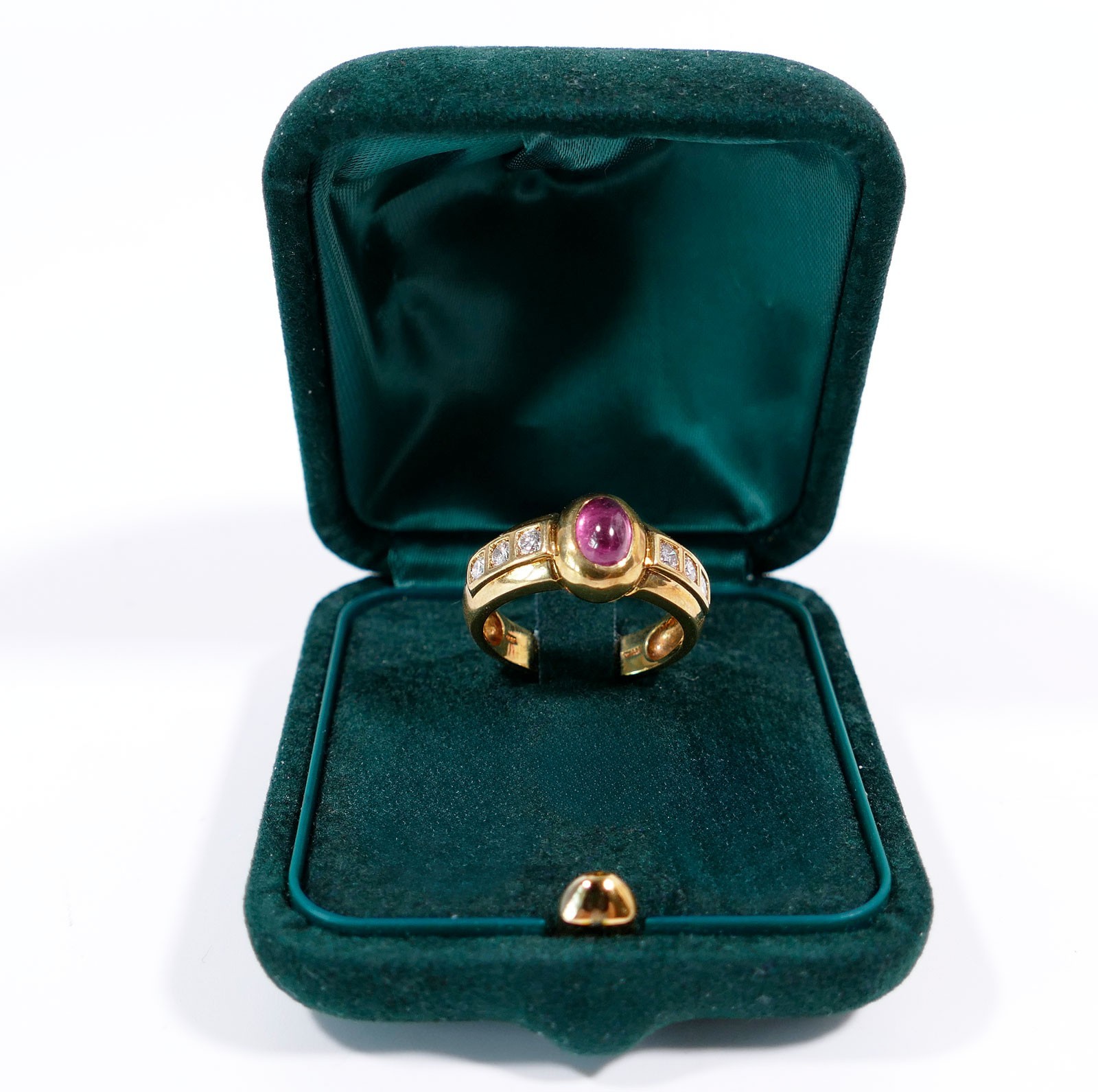 Ring 750 gold tourmaline approx. 0.65 ct, brilliant diamonds approx. 0.35 ct RW 56 GG hallmarked