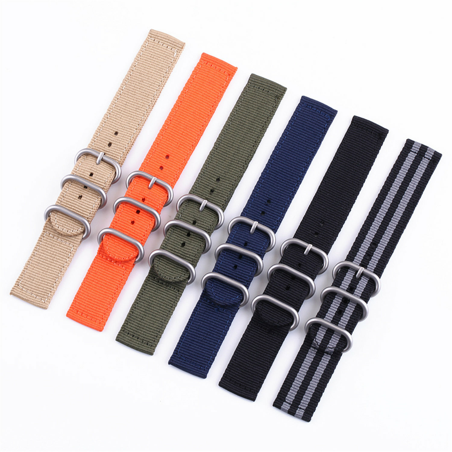 Weave Nylon Strap 22mm 18mm 20mm 24mm Wristband Watch Band w Silver Black Buckle