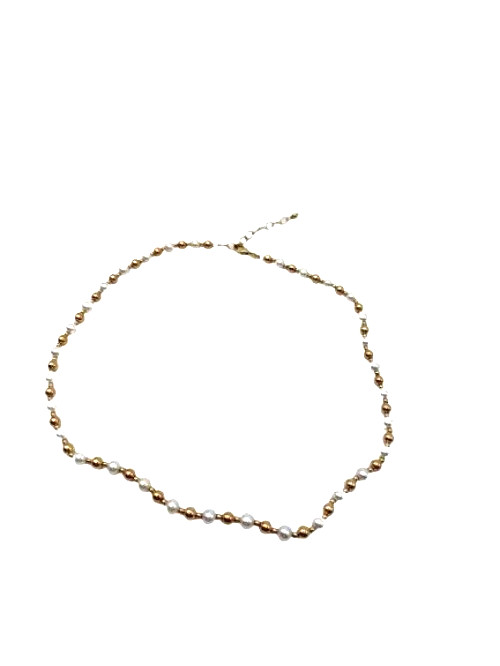 Eterna Gold 14K Gold & Pearl Beaded Choker Necklace 18″ Luxury Timeless