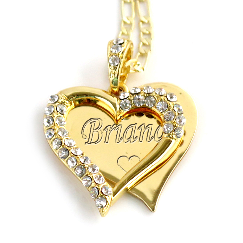 Personalized Monogram Pendant 18K Gold Plated Engraved Initials Necklace Chain