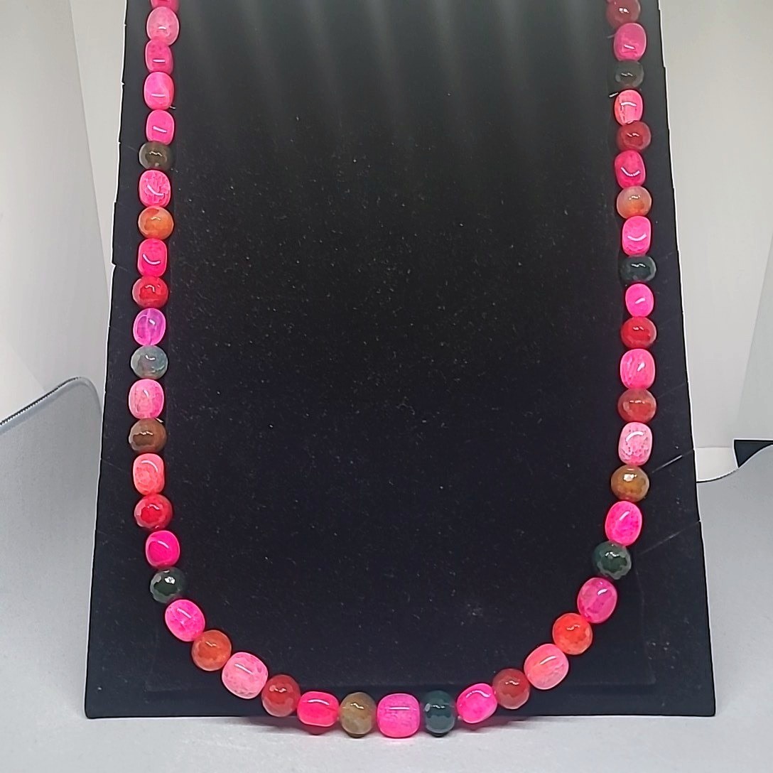 Jay King Necklace Pink Passion Feldspar Beaded Gemstone Strand Mine Finds 34″