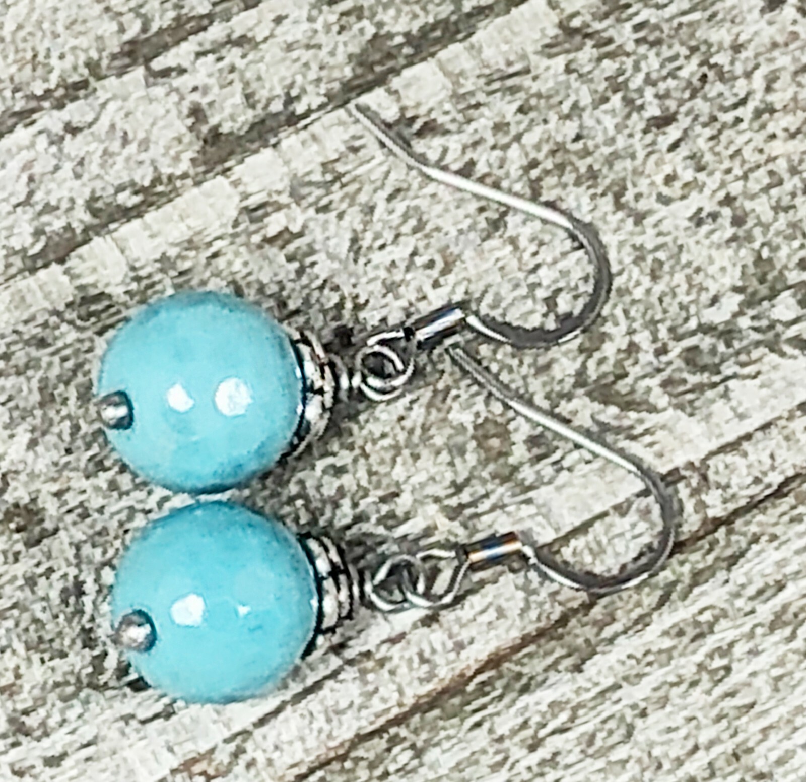Antique Silver Half Moon Statement Necklace with Faceted Mystic Coated Turquoise