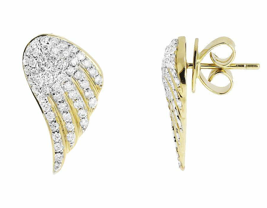 1.2ct Round Cut Lab-Created Moissanite Angel Wing Stud Earrings Gold Plated