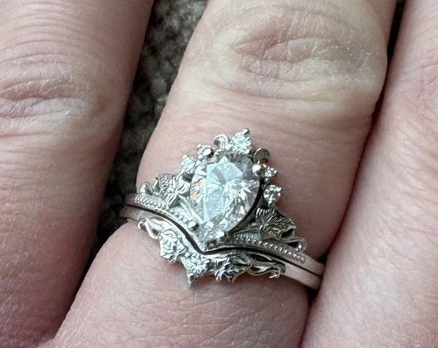 Eden Garden Lab Grown Simulated Bridal Set Ariadne Pear Cut 1 ct., Size 8.75