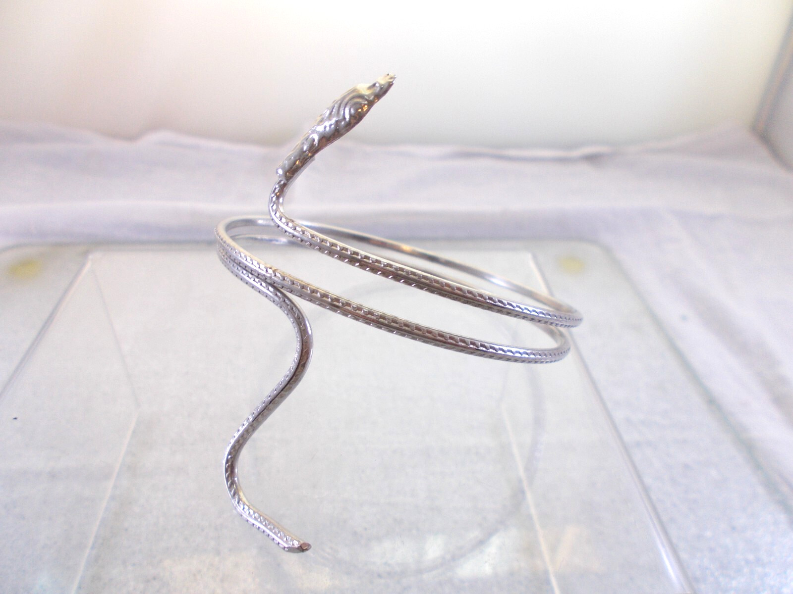 Cleopatra Egyptian Style Silver Tone Coiled Snake Armband Bracelet Free Ship