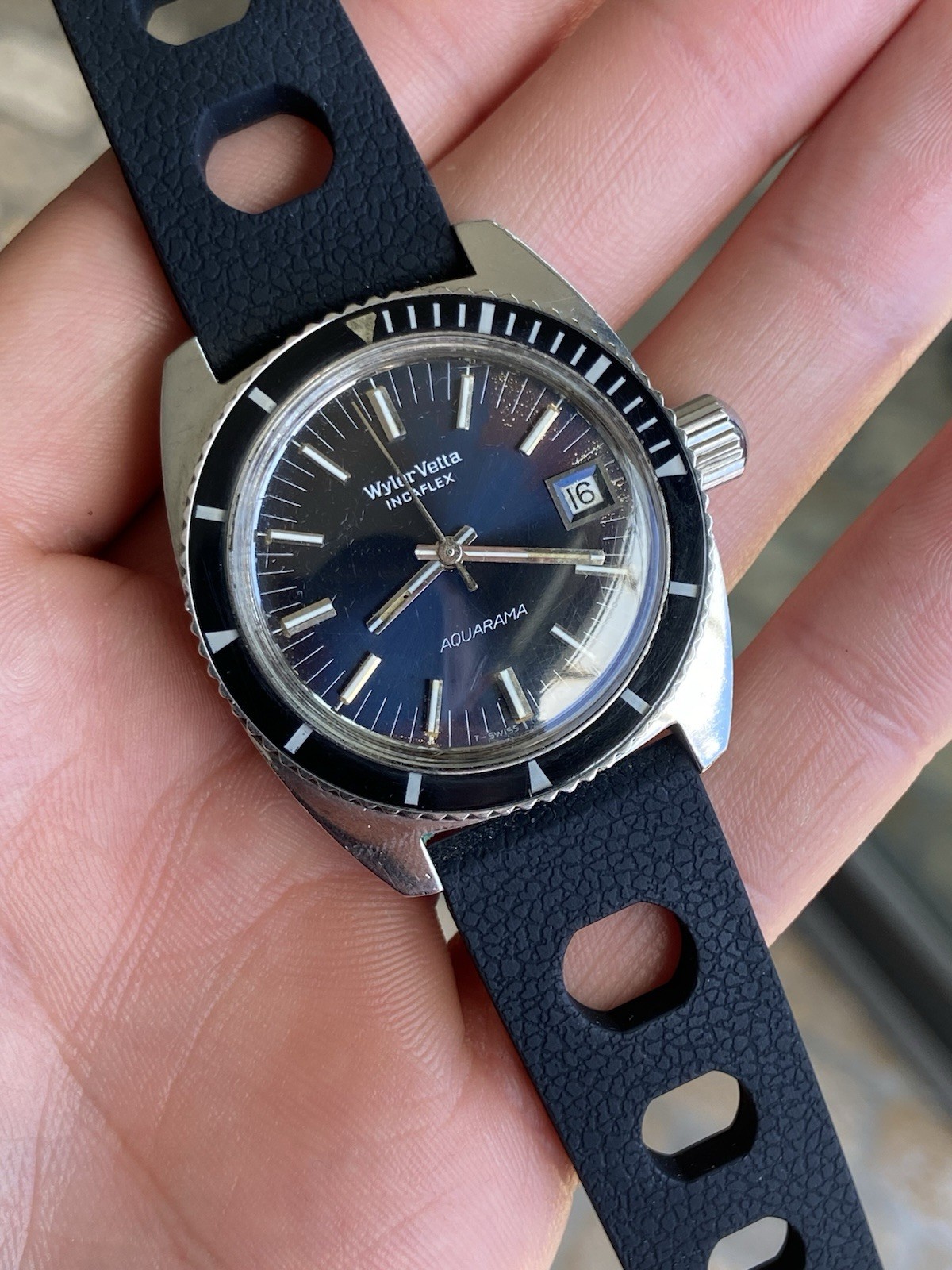Vintage Rare Wyler Vetta Aquarama Automatic Diver Sub Watch