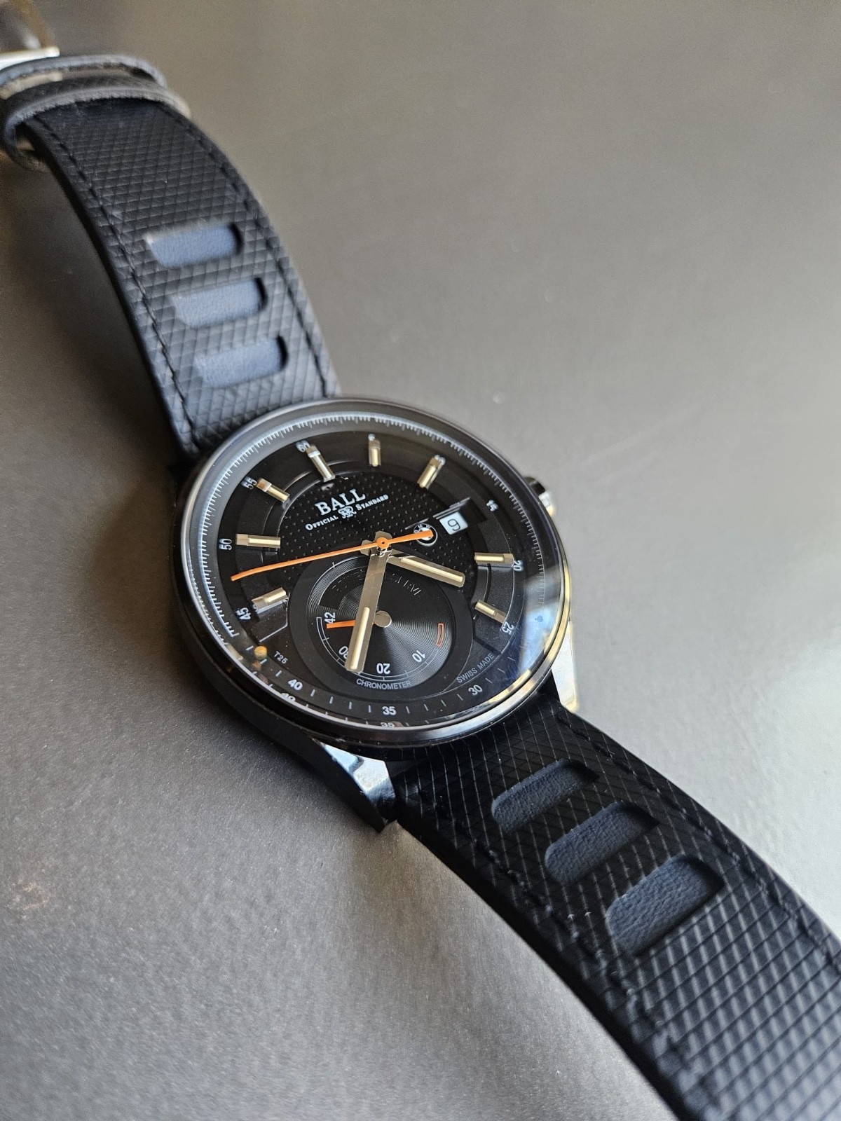 Ball x BMW Black w/ Orange Accents Power Reserve Black DLC Sport Watch; 3 Straps
