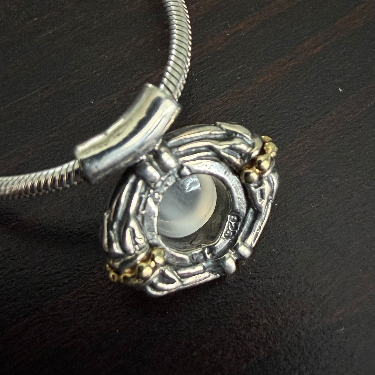 LAGOS Rare Vintage SS & 18k Caviar Moonstone 16″ Necklace