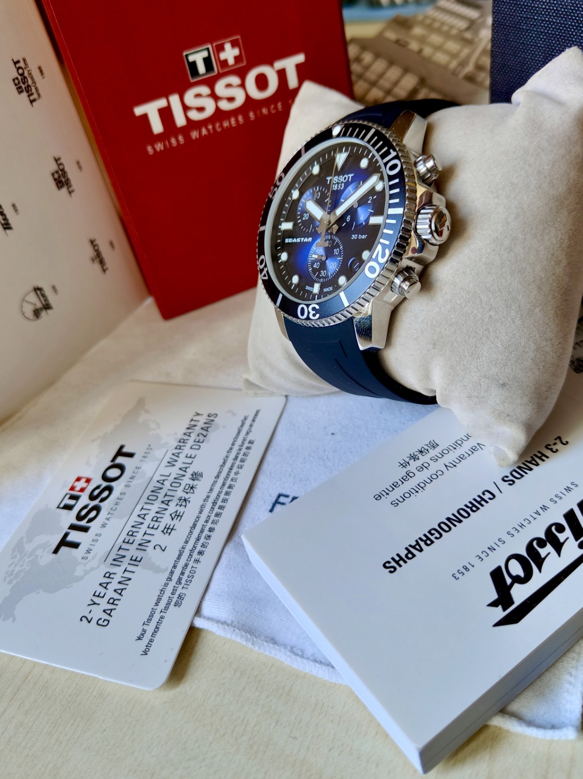 Tissot Seastar 1000 T-Sport Steel Men’s Chronograph Blue Black Dial Diver 300m