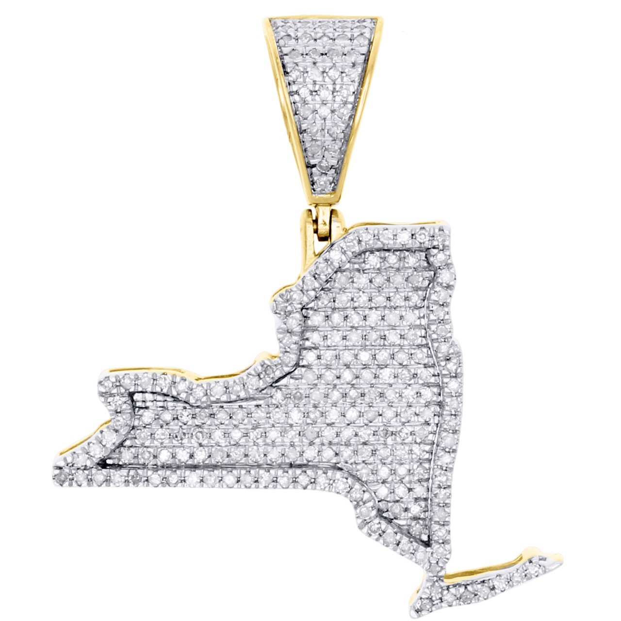 10K Yellow Gold Plated Lab Created Diamond New York Empire State Map Pendant