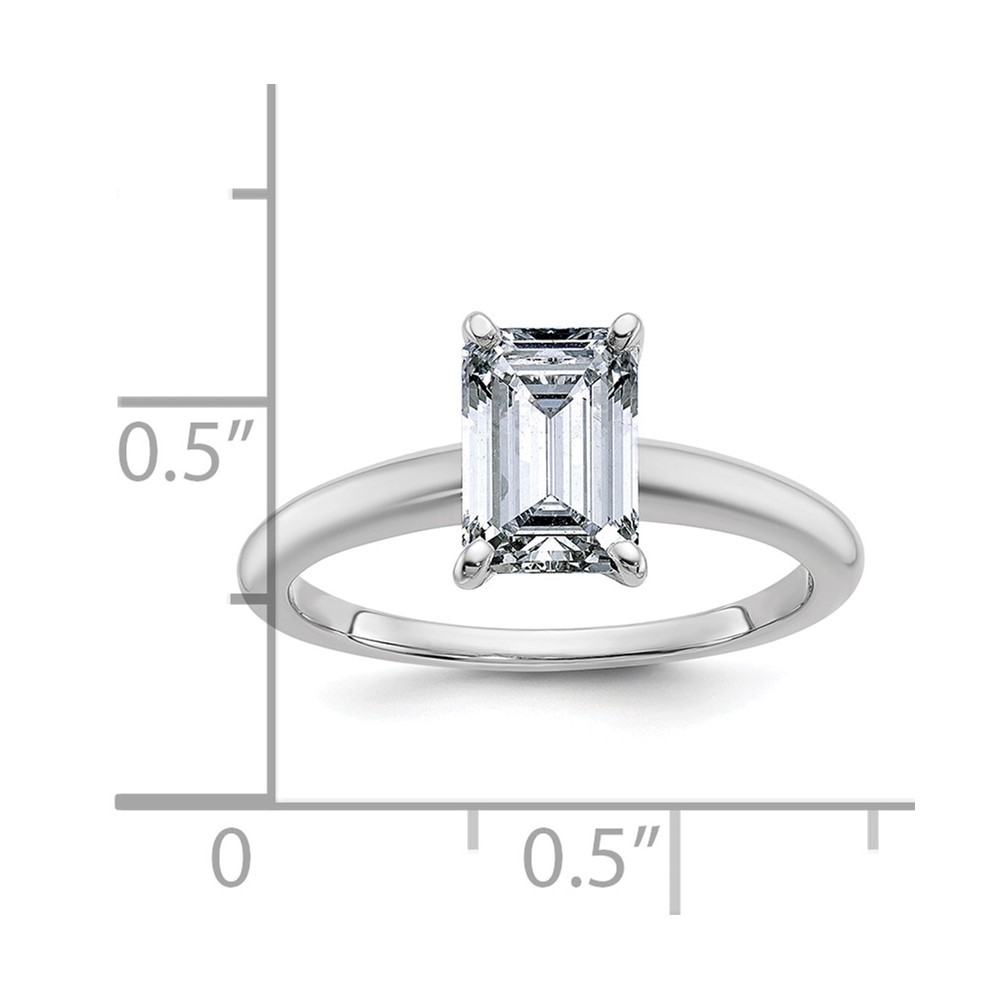14k White Gold 1 3/4ct. Emerald Cut Moissanite Solitaire Engagement Ring Size 7