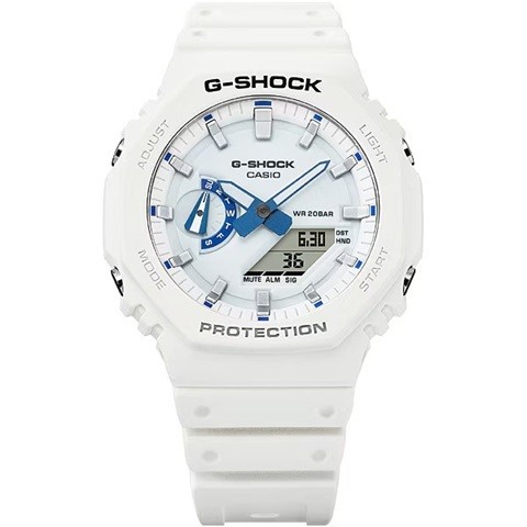 brand new CASIO G SHOCK GA 2100HDS 7AJF White Blue Luminous Dial 20 ATM Waterpro