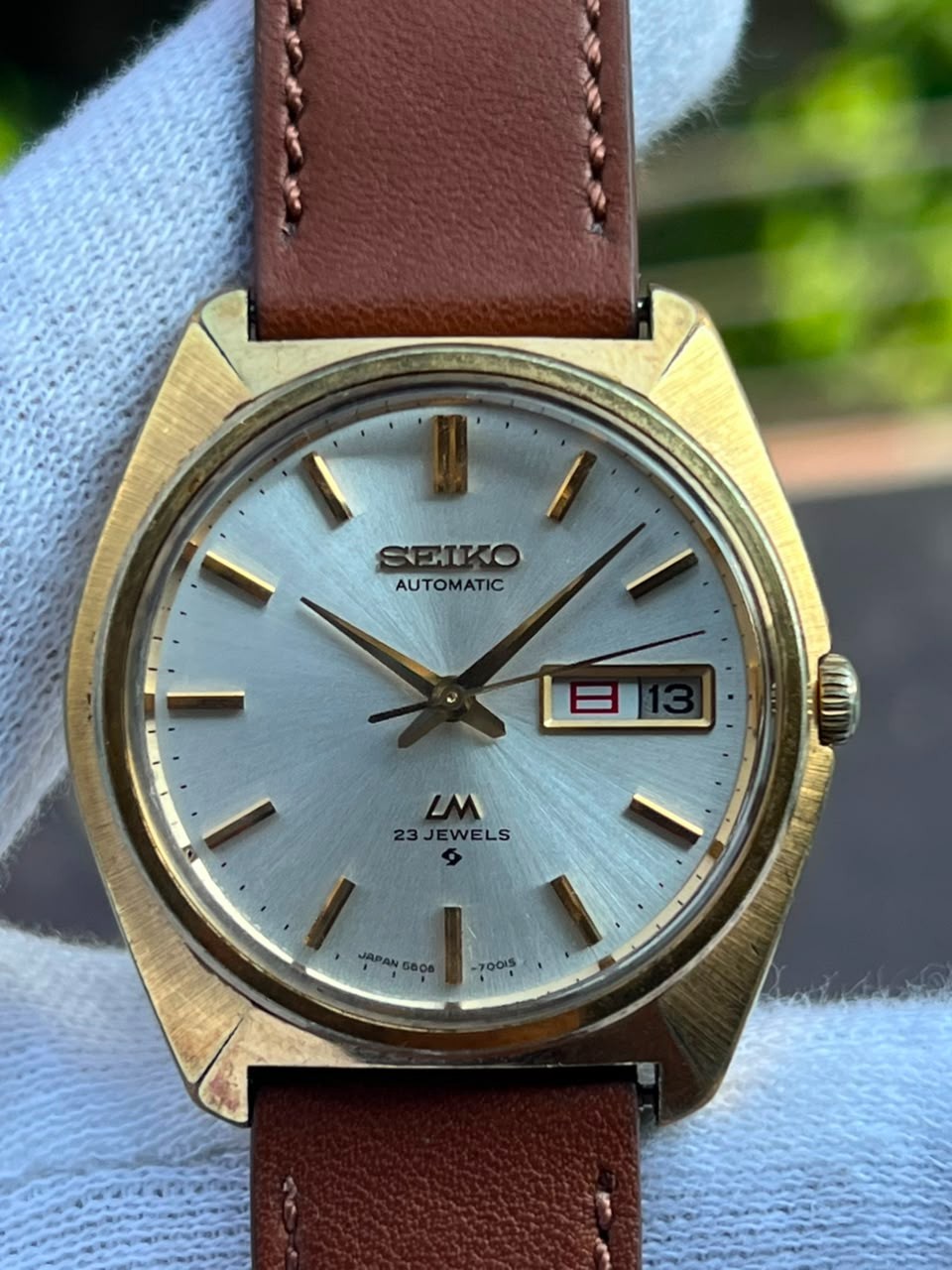 Seiko 5606 7000 Gold Tone ;Kanji /English; Serviced Automatic Quickset Works