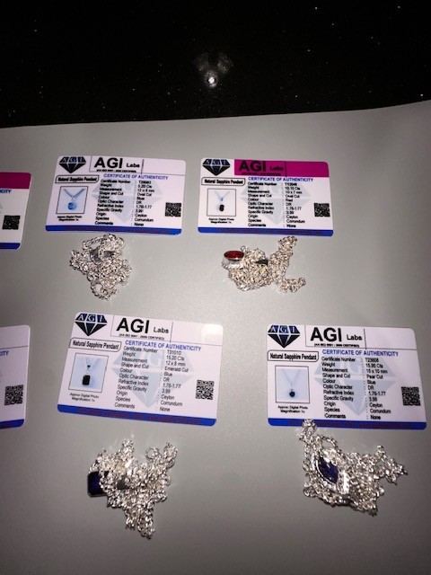 13pc Simulated Gemstone Necklace Pendant Lot Fake 925 Stamp & Certification