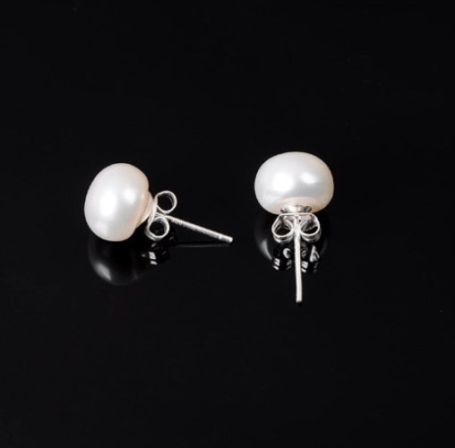 7-8 mm 925 Sterling Silver Freshwater White Pink Pearl Stud Earrings Gift