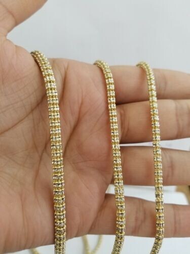 10k Two Tone Gold 20″ 2.7MM Sparkle Ice Link Chain Necklace Iced Rope 9 Grams