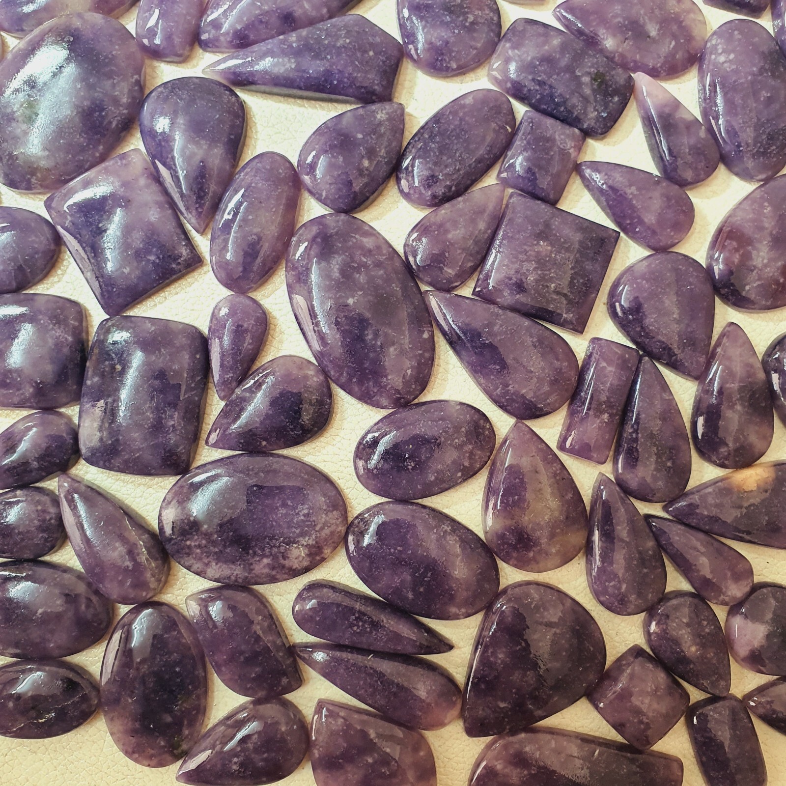 Natural Lepidolite Loose Gemstone For Earrings Making Cabochon