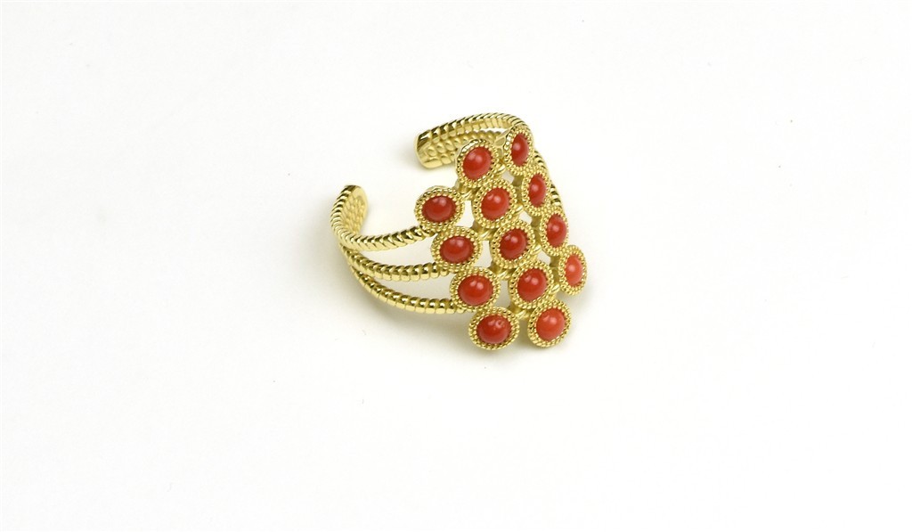 Misis Ring in 18kt Gold Plated Silver and Natural Red Coral THALASSA